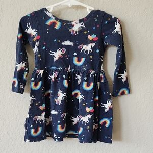 Freestyle Navy Unicorn & Rainbow Long-Sleeve Dress